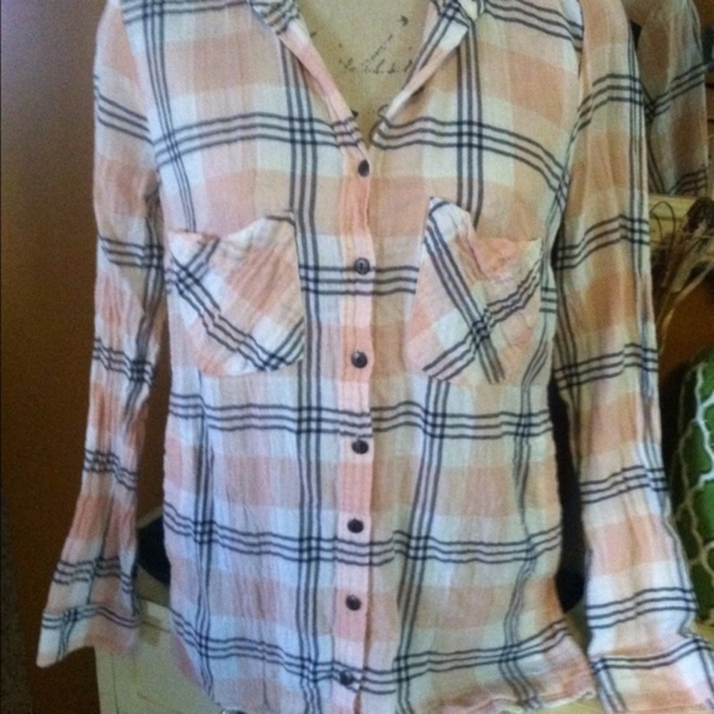 Free People Behind The Flannel Bandana Tops XS